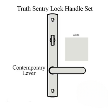 Truth Sentry Lock Handle Set, Contemporary, Painted Over Zinc, White - ACTIVE- BLEMISHED